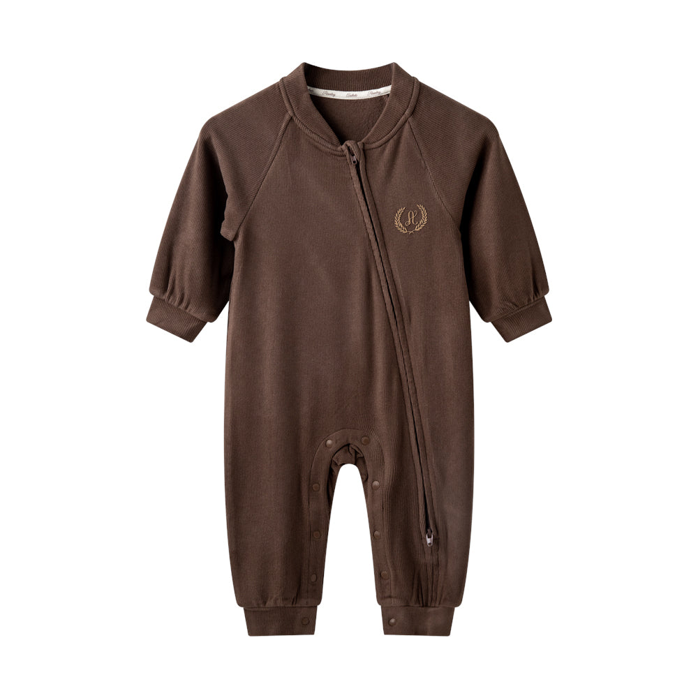 Wool-Blend Warmth | Cozy Fleece-Lined | YKK Zipper | Grey Baby Romper
