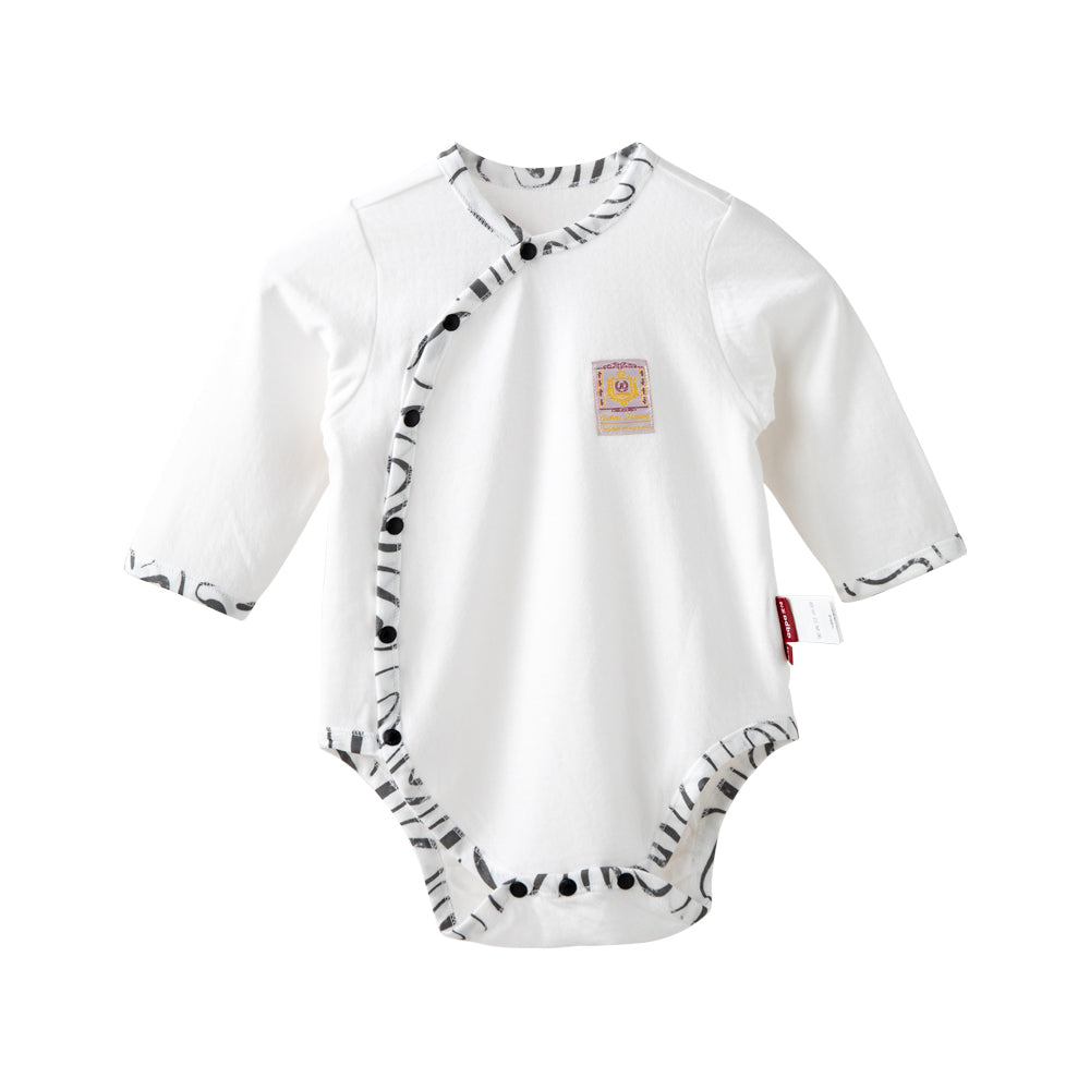 🤍 Baby Kimono Long Sleeve Bodysuit – Soft Island Cotton for Newborns