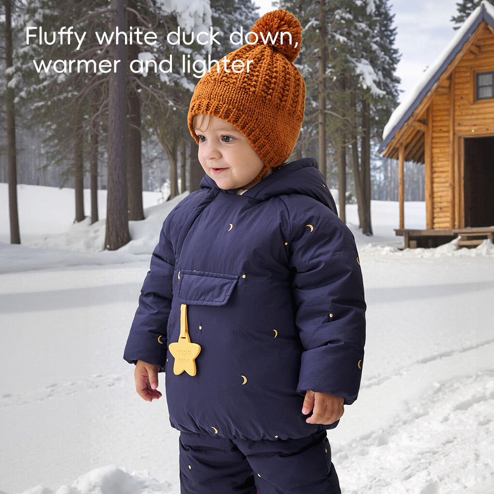 90% Down Baby Winter Jacket in Midnight Blue | Warm Waterproof Coat (-5°C to 10°C)