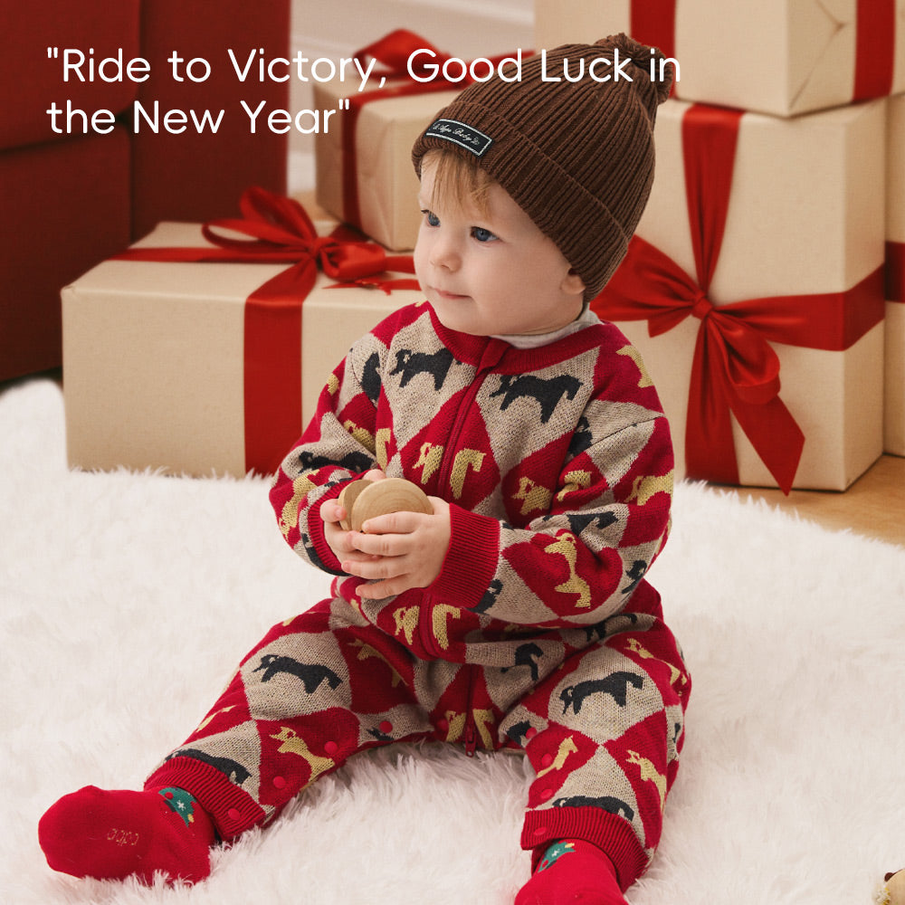 Fair Isle Knit-Look Baby Romper with Fleece Lining | Cozy Holiday One-Piece (10°C–20°C)