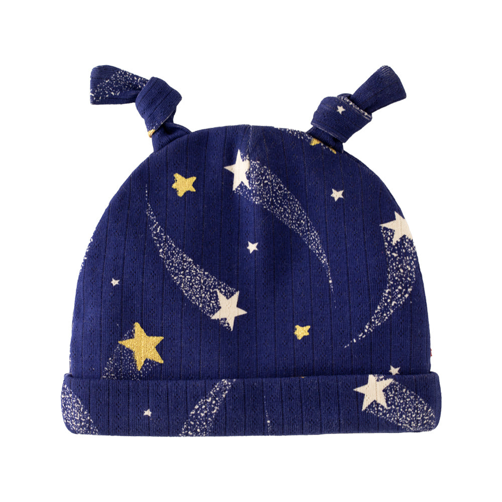 ⭐ Starry Night – Cotton Baby Knot Hat with Shooting Star Print