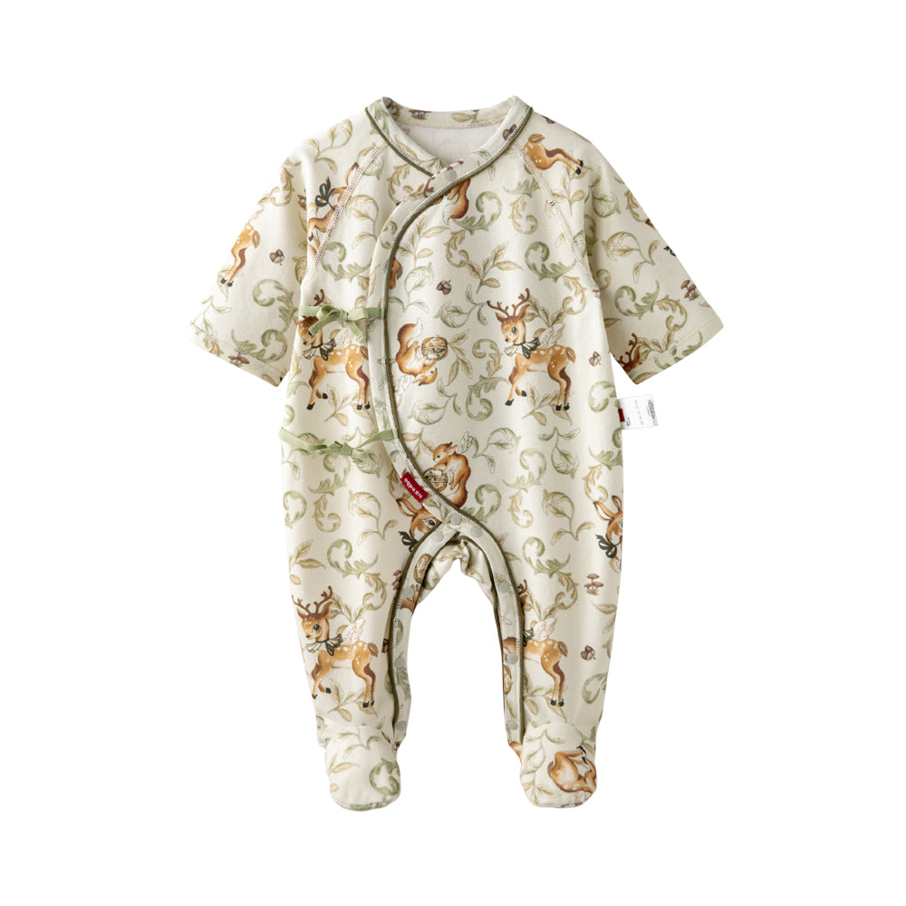 Lucky Deer Kimono Footed Onesie