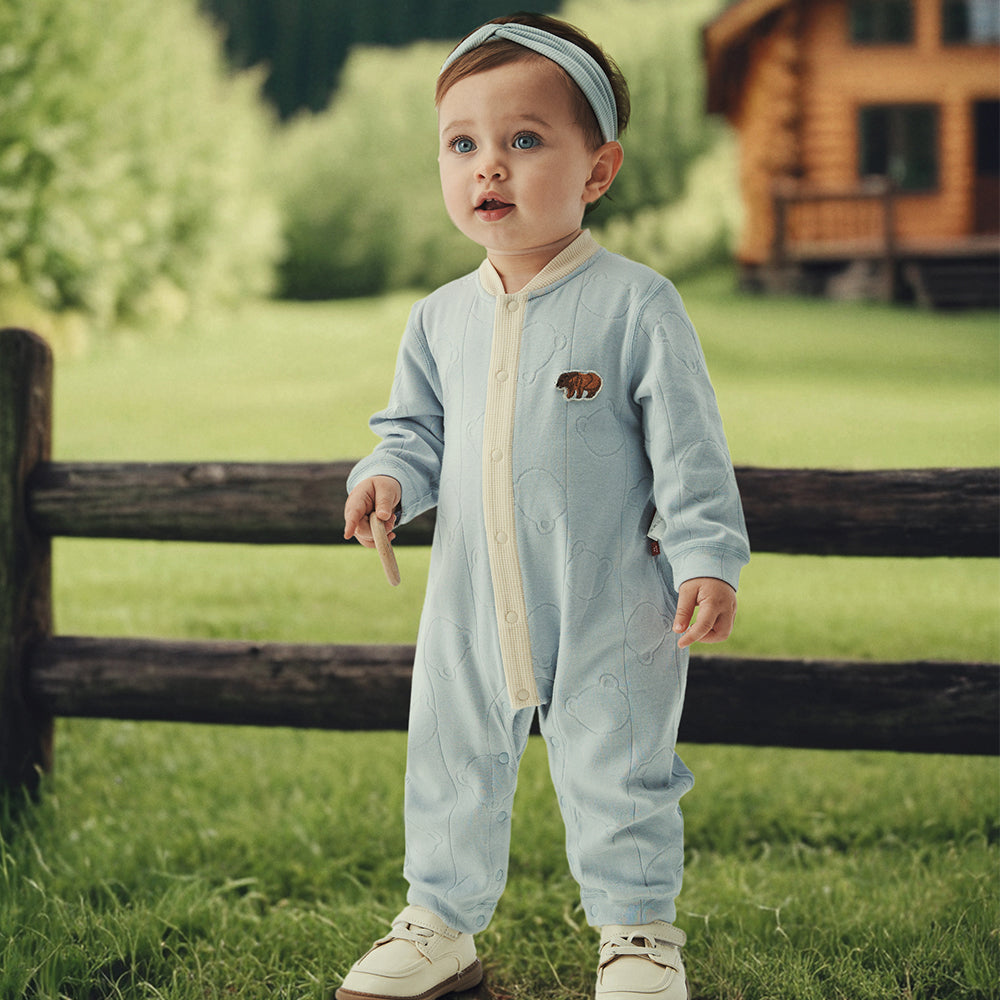 Cozy Bear Baby Romper | Embroidered Cotton&Modal One-Piece