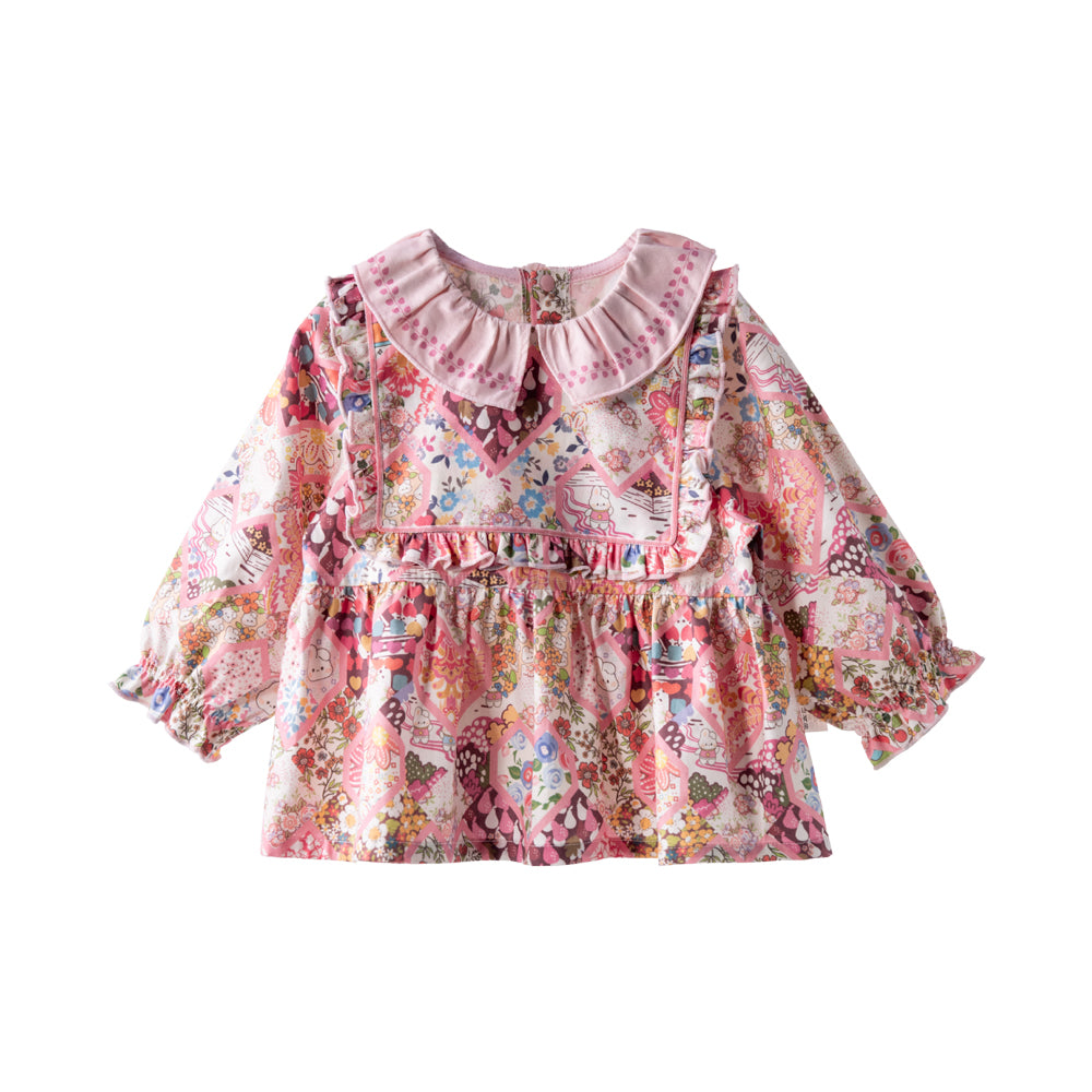 Vintage Floral Baby Top with Hidden Back Zipper 🌸