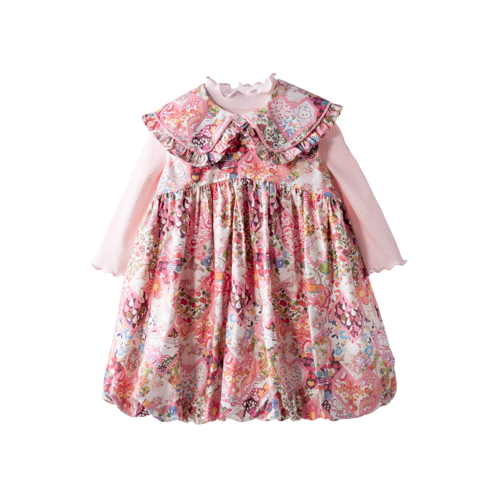 2-Piece Baby Girl Outfit – Floral Dress & Matching Top