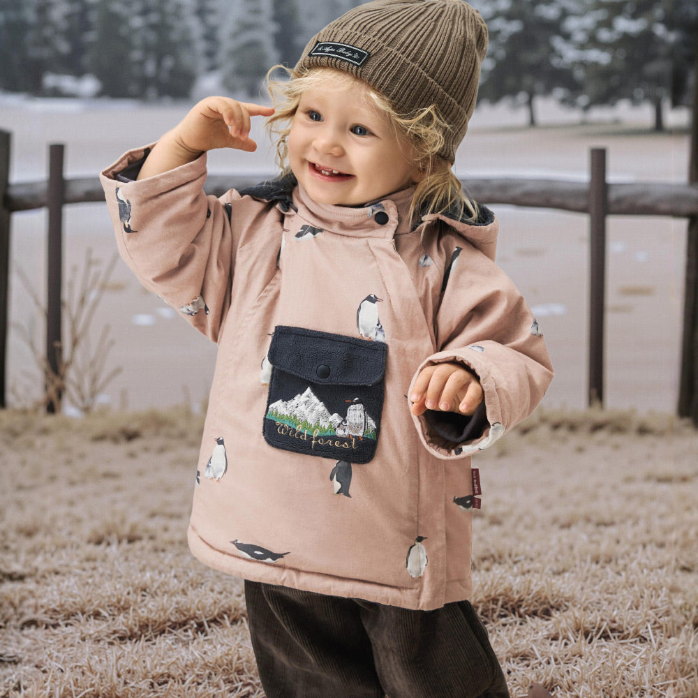Outdoor Camping-Inspired Baby Thermo Jacket — Soft Fleece-Lined Warmth for 0°C–15°C | Includes Comfort Plush Toy