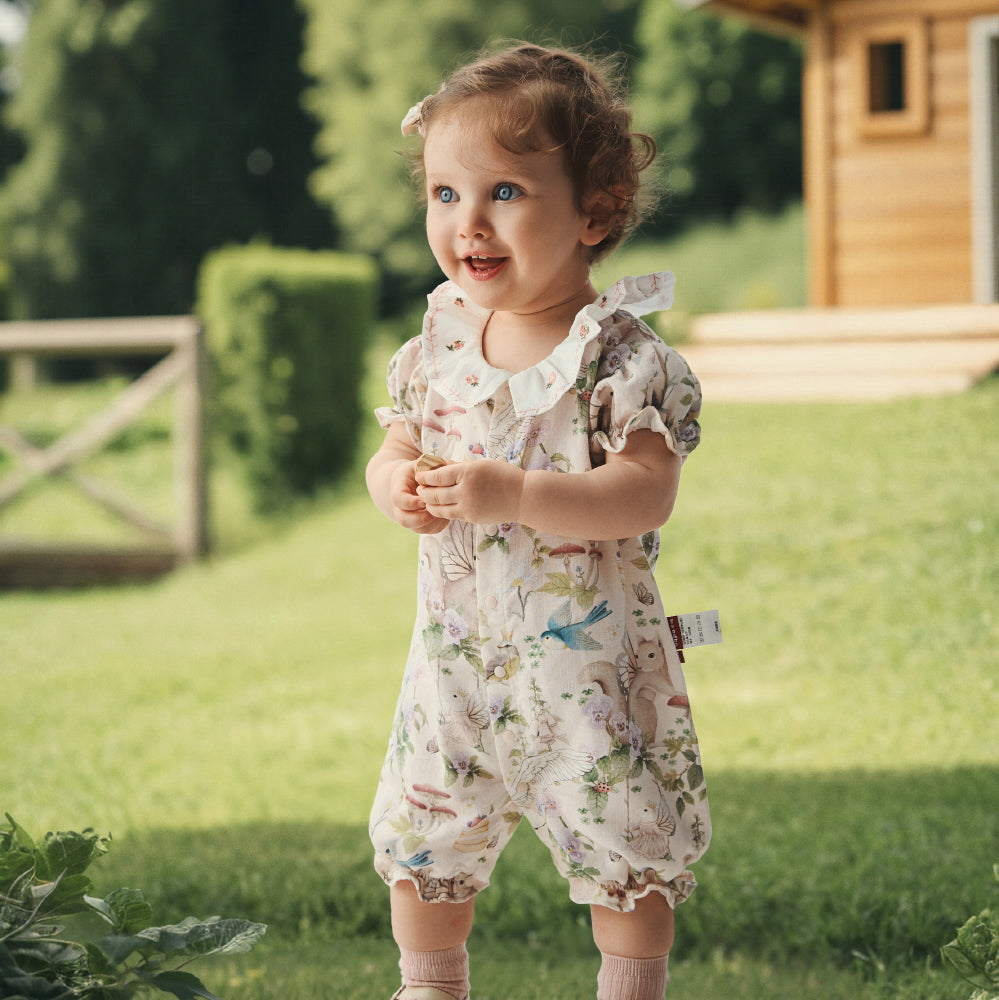 🌿 Fairy Garden Muslin Romper - Soft, Airy, Full of Whimsy 🌿