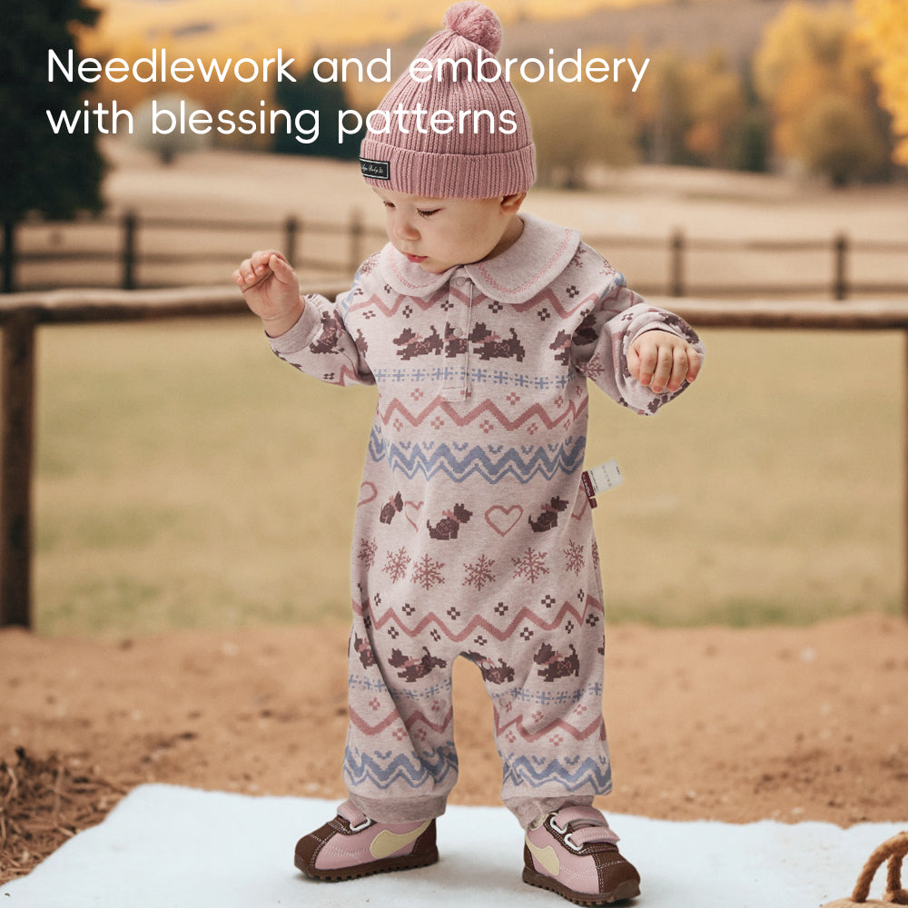 Fair Isle Pattern + Brushed Cotton Finish + Baby Romper