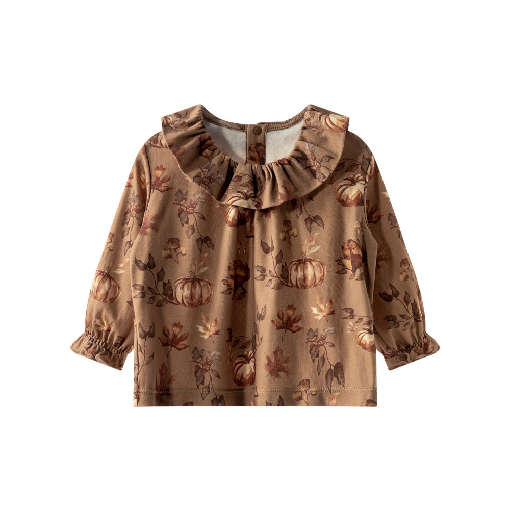 Autumn Floral Ruffle Collar Baby Top