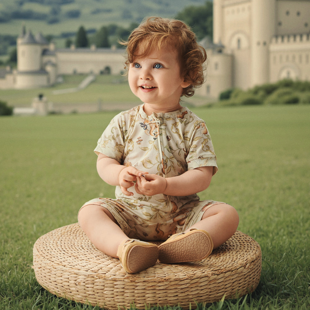 🐰 Enchanted Woodland Zip-Up Romper for Baby | Soft & Breathable | Ideal for Sweet Dreams 🌸