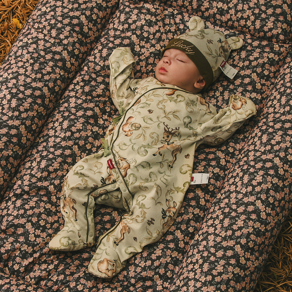 Lucky Deer Kimono Footed Onesie