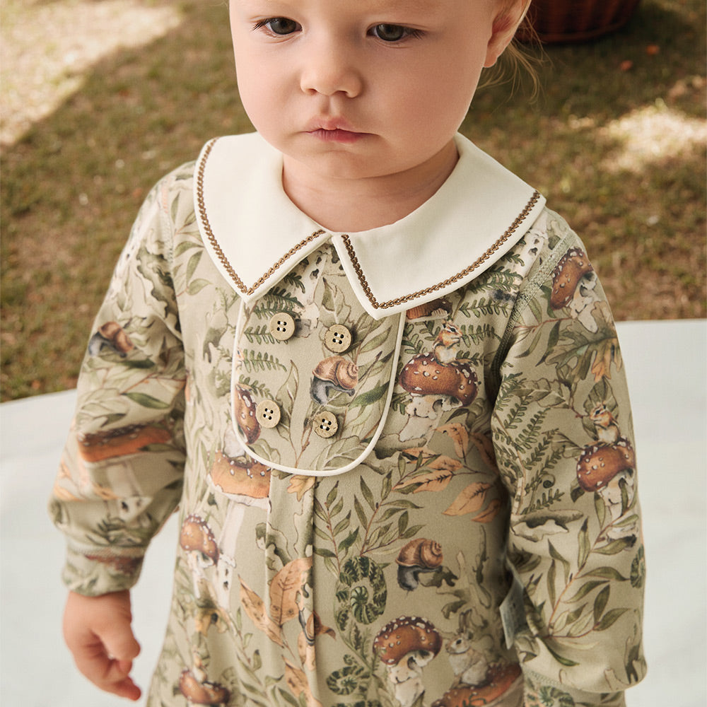 Baby Cotton Peter Pan Top – Decorative Buttons, Breathable Comfort & Su-Style Embroidery | Safe & Gentle for 23°C–28°C