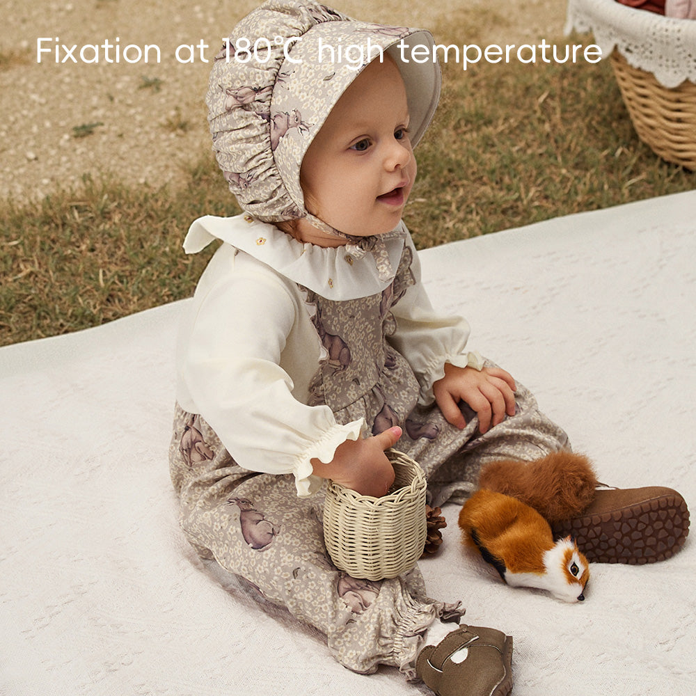 Organic Cotton Baby Romper with Layered Look | Soft Forest Print One-Piece for Spring (23°C–28°C)