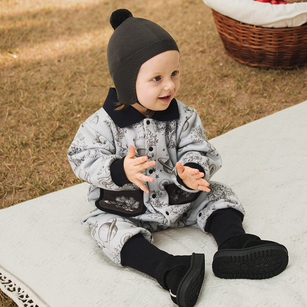 Fleece-Lined Fabric + Squirrel Embroidery + Baby Romper