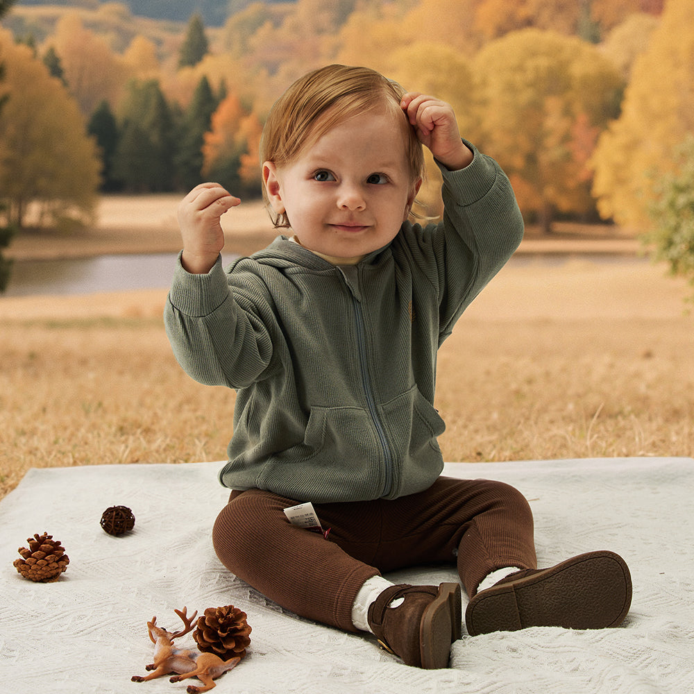 Wool Blend Baby Hoodie – Double Zipper