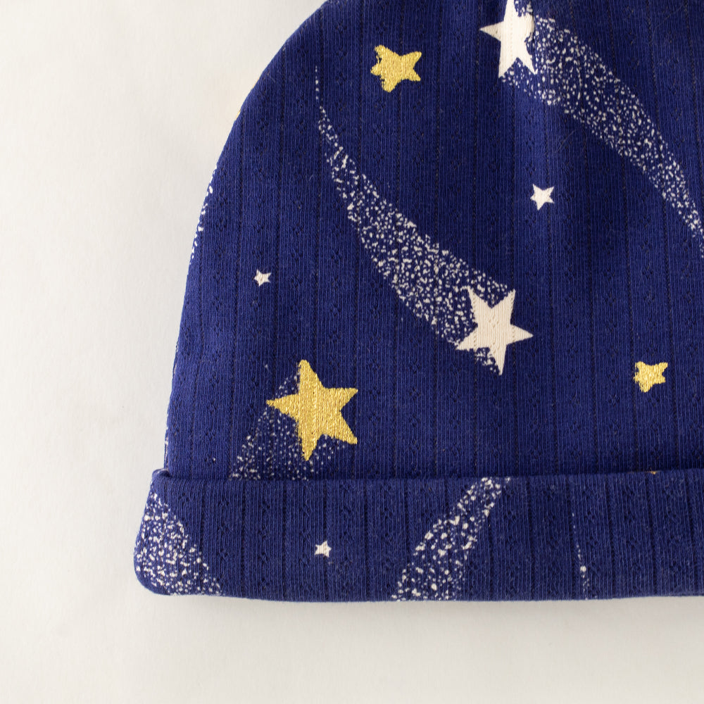 ⭐ Starry Night – Cotton Baby Knot Hat with Shooting Star Print