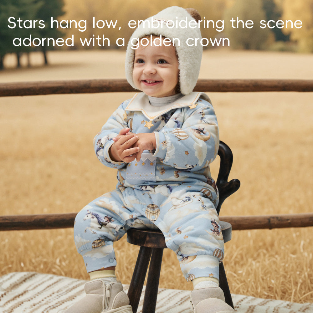 Soft Cotton Baby Romper with Hot Air Balloon Print | Cozy Lightweight One-Piece (10°C–15°C)