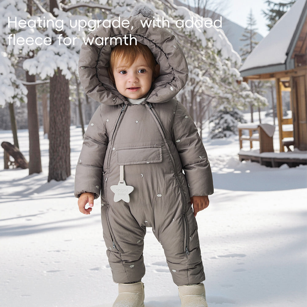 90% Down Baby Snowsuit with Cloud Embroidery | Lightweight Waterproof One-Piece (-5°C to 10°C)