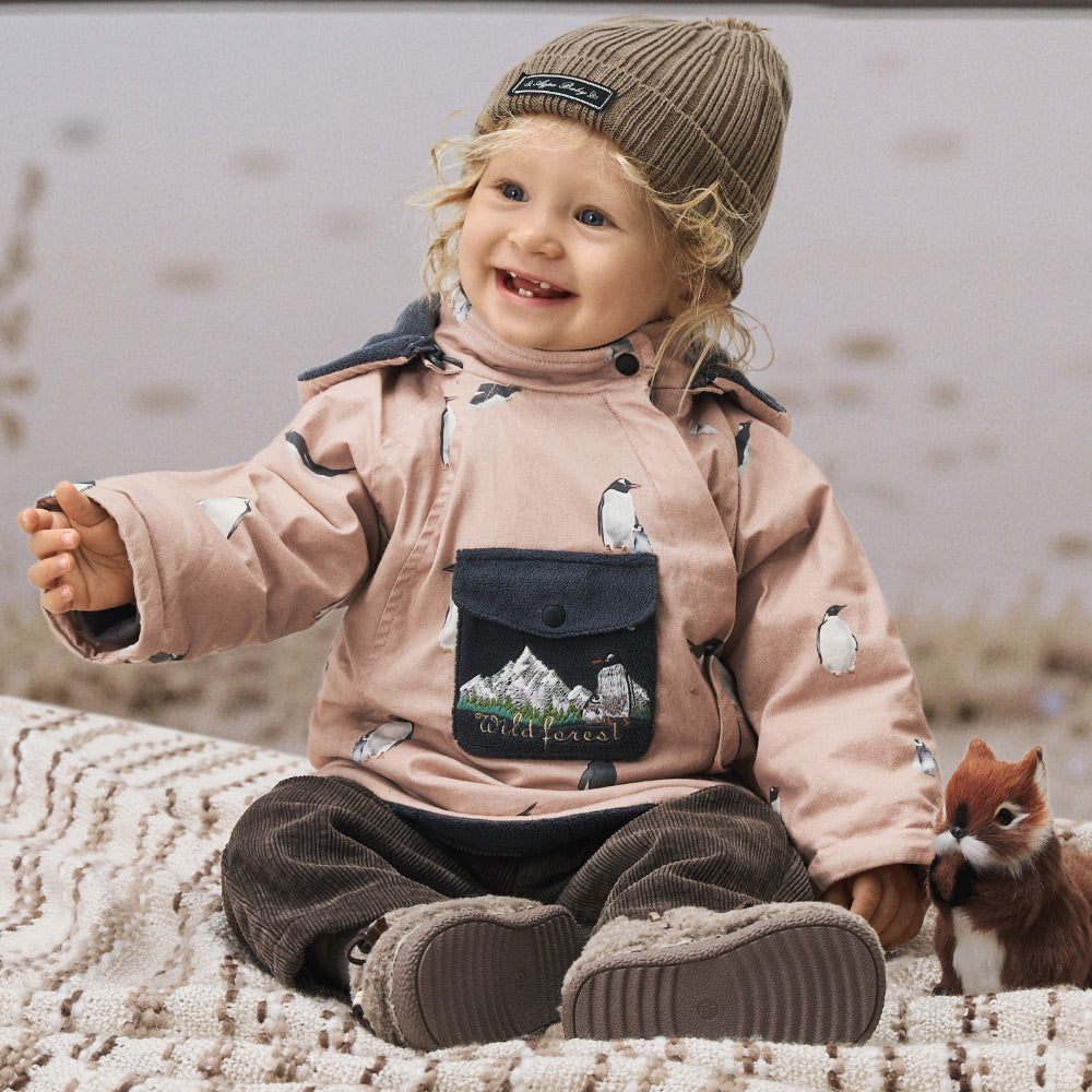 Outdoor Camping-Inspired Baby Thermo Jacket — Soft Fleece-Lined Warmth for 0°C–15°C | Includes Comfort Plush Toy