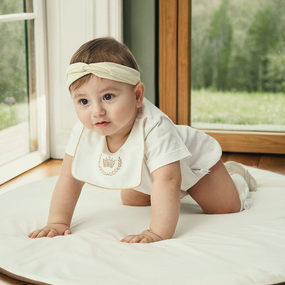 Baby Bodysuit with Crown Embroidery - Elegant and Comfortable for Special Moments