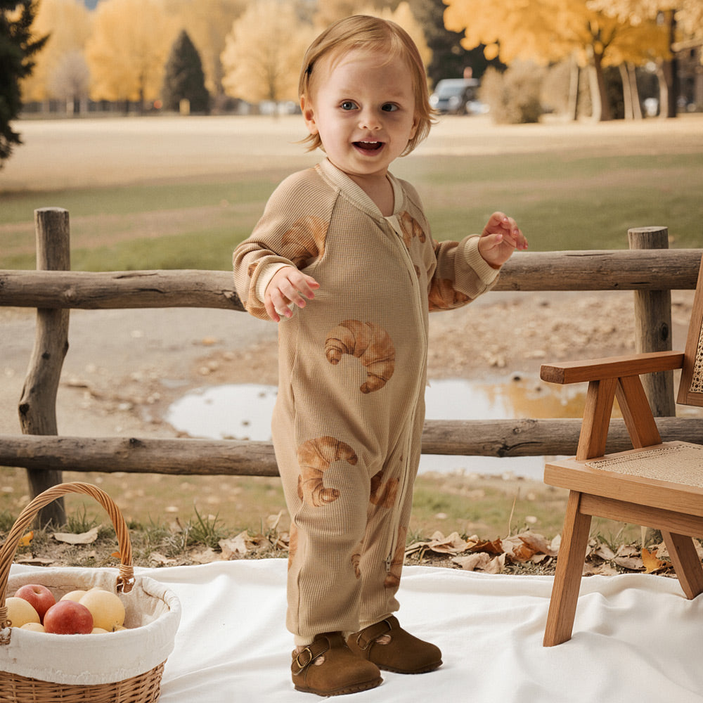 Baby Waffle Cotton Romper – Breathable 3D Texture, Gentle on Skin, Perfect for 23℃–28℃ Weather | YKK Zipper | Everyday Comfort for Little Explorers