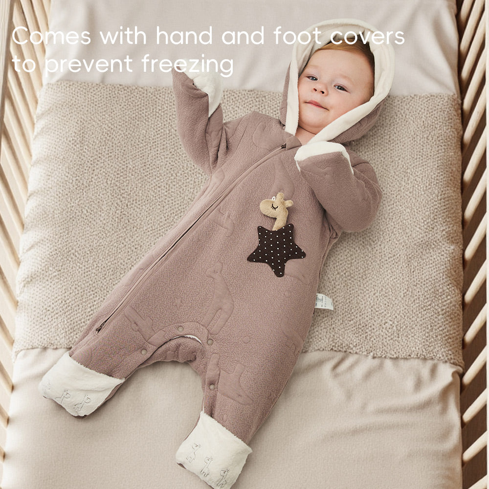 Embossed Animal Texture + Interactive Toy Pocket + Baby Romper