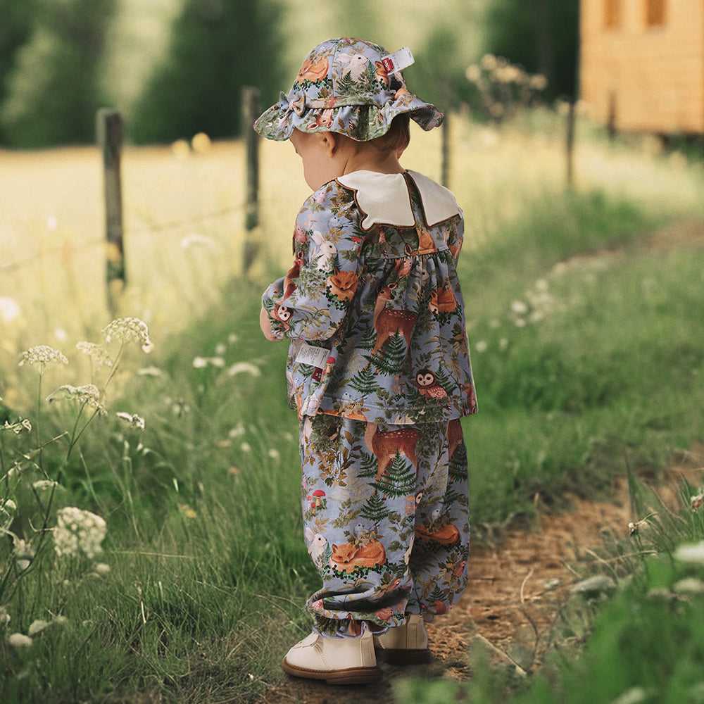 Whimsical Forest Baby Top with Peter Pan Collar