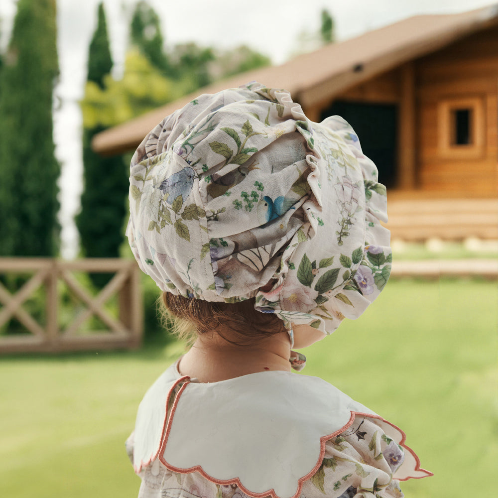 Baby Girl Bonnet – Floral Sun Hat with Ruffle Trim | 6–24M 🌼👒