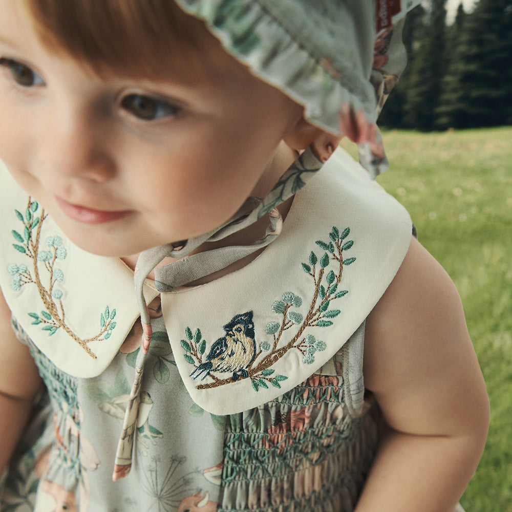 Hand Smocked Sleeveless Romper in green (3-18mths)