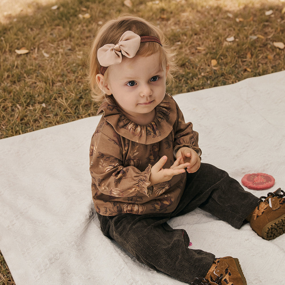 Autumn Floral Ruffle Collar Baby Top