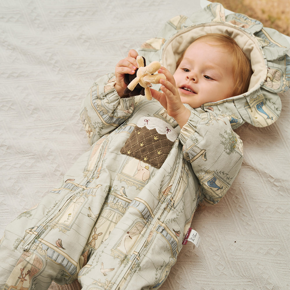 Padded Cotton Fabric + Lion Hood Design + Interactive Baby Snowsuit