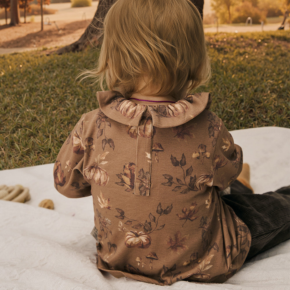 Autumn Floral Ruffle Collar Baby Top