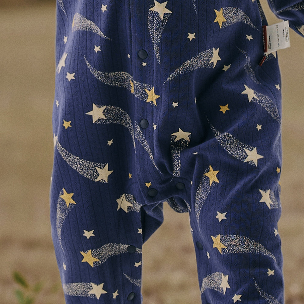 Starry Night – Cotton Baby Romper with Shooting Star Print