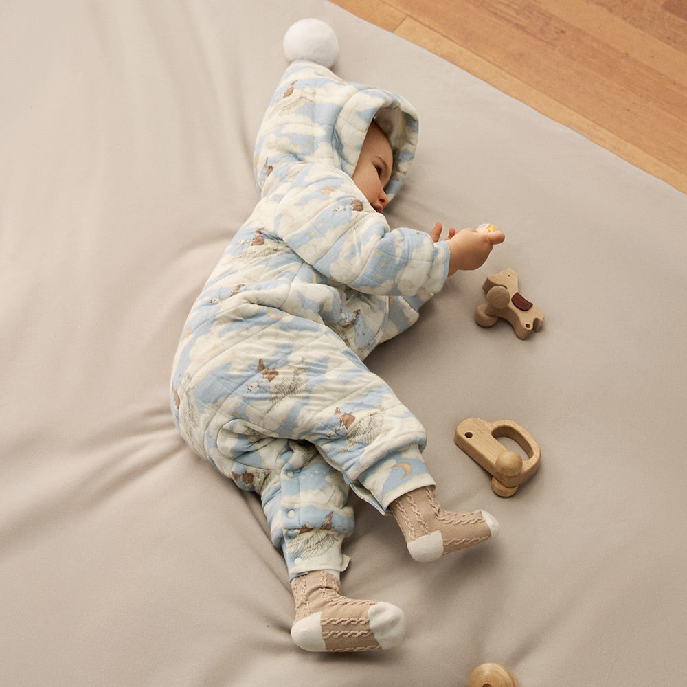 Hooded Baby Romper | Sandwich-Layer Warmth | Anti-Pilling | YKK Two-Way Zipper