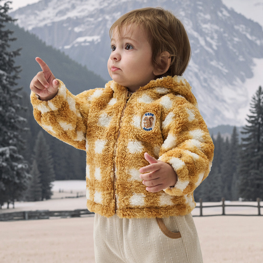 Soft Fleece-Lined Baby Jacket | Cozy Corduroy-Look Hooded Coat for Cool Weather (5°C–15°C)
