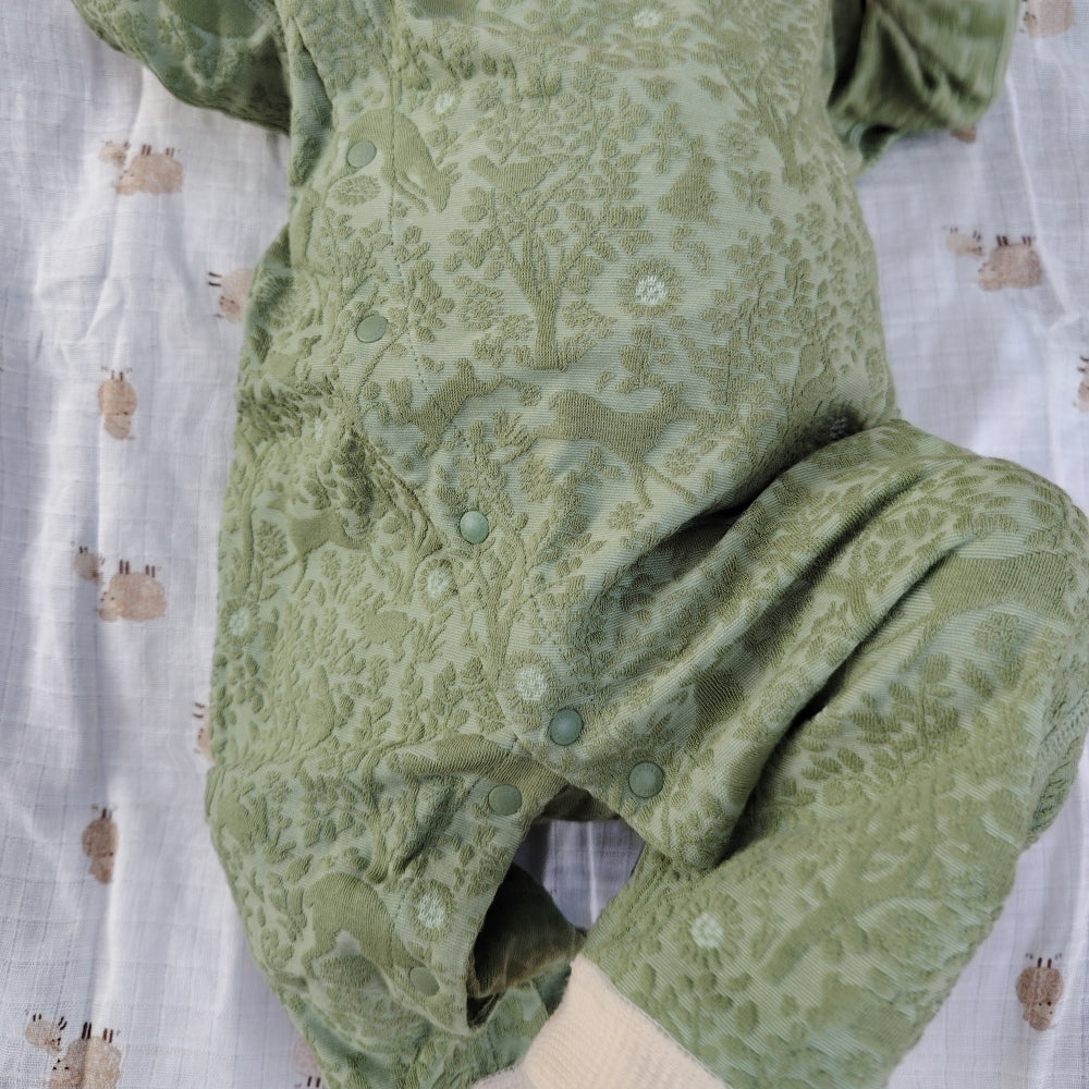 Baby Long Sleeve Jumpsuit – Embossed Jacquard Fabric for a Luxe Look