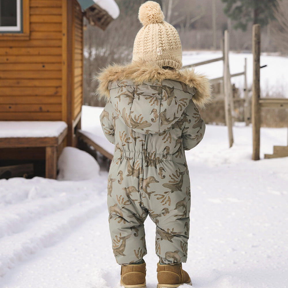 Premium Goose Down Baby Snowsuit | Waterproof Winter Romper with Faux Fur Hood (-10°C~10°C)