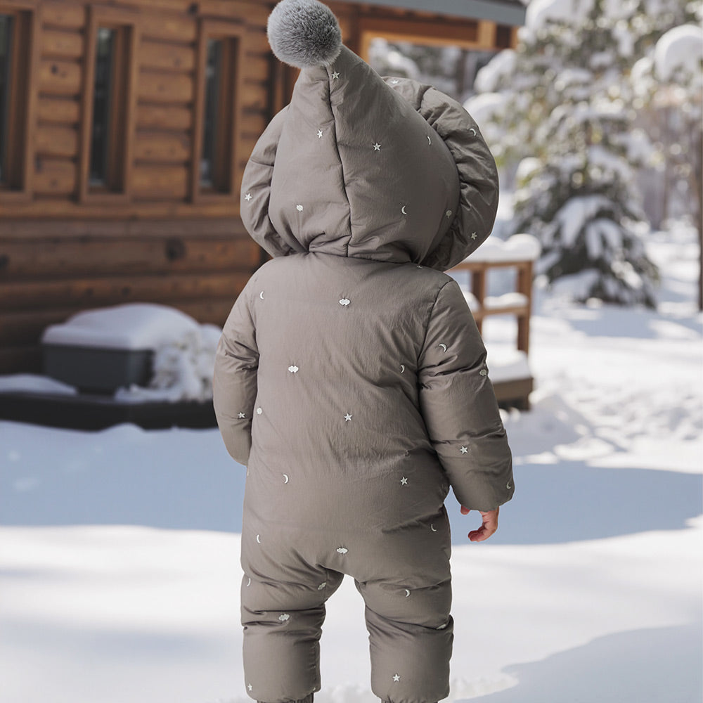 90% Down Baby Snowsuit with Cloud Embroidery | Lightweight Waterproof One-Piece (-5°C to 10°C)