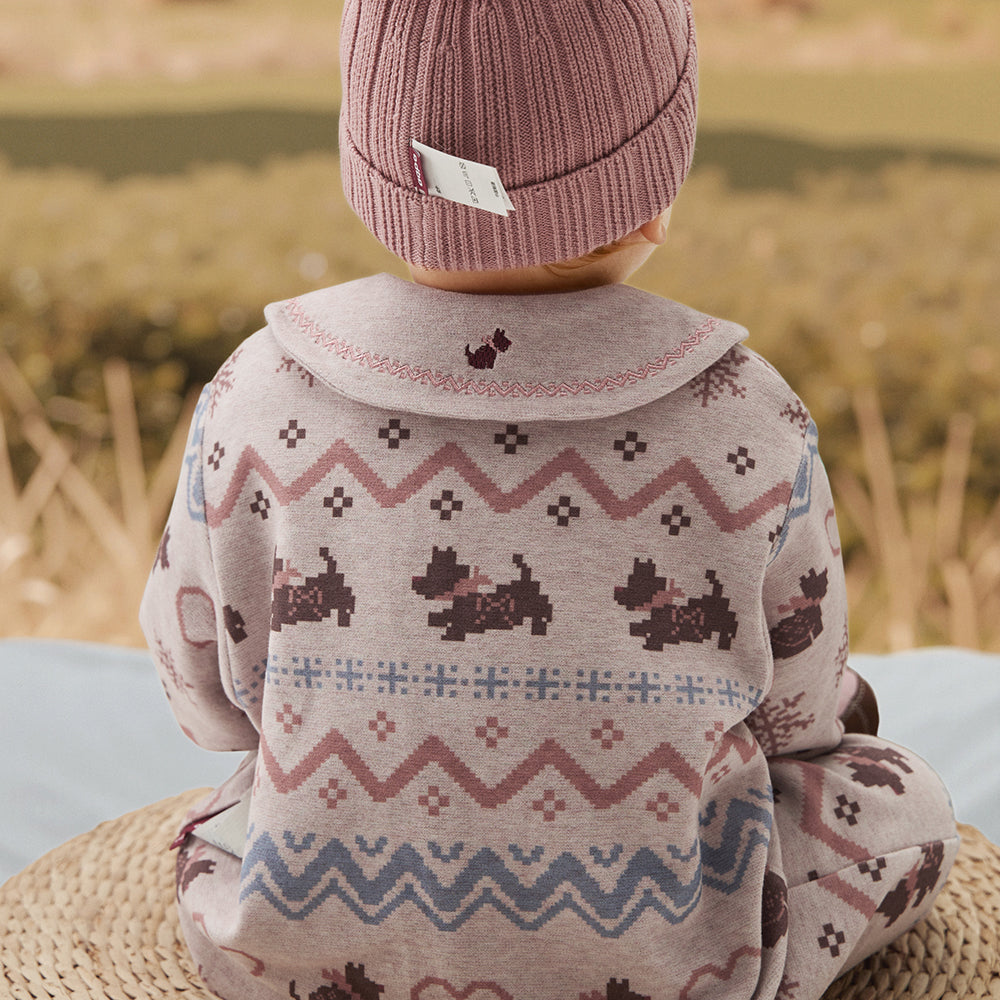Fair Isle Pattern + Brushed Cotton Finish + Baby Romper