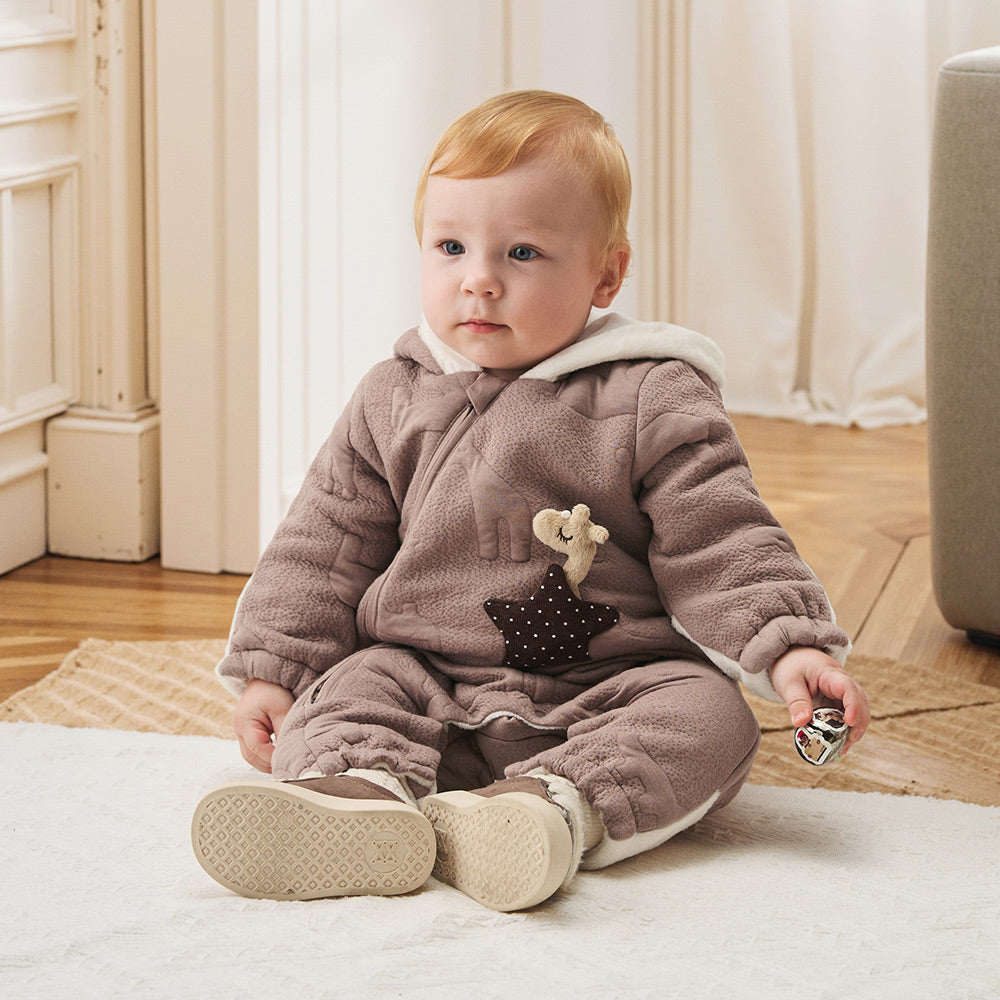 Embossed Animal Texture + Interactive Toy Pocket + Baby Romper