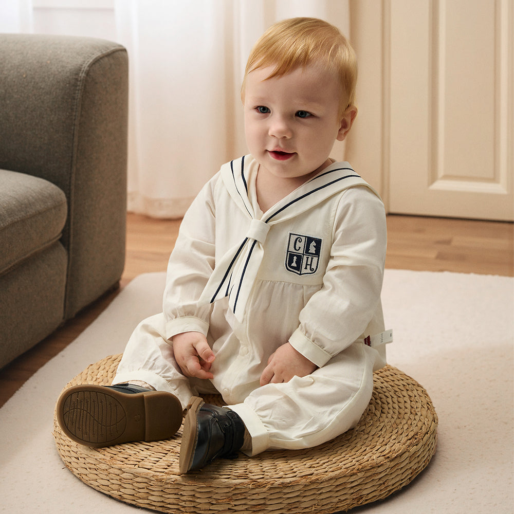 Embroidered Badge + Sailor Collar + Baby Romper