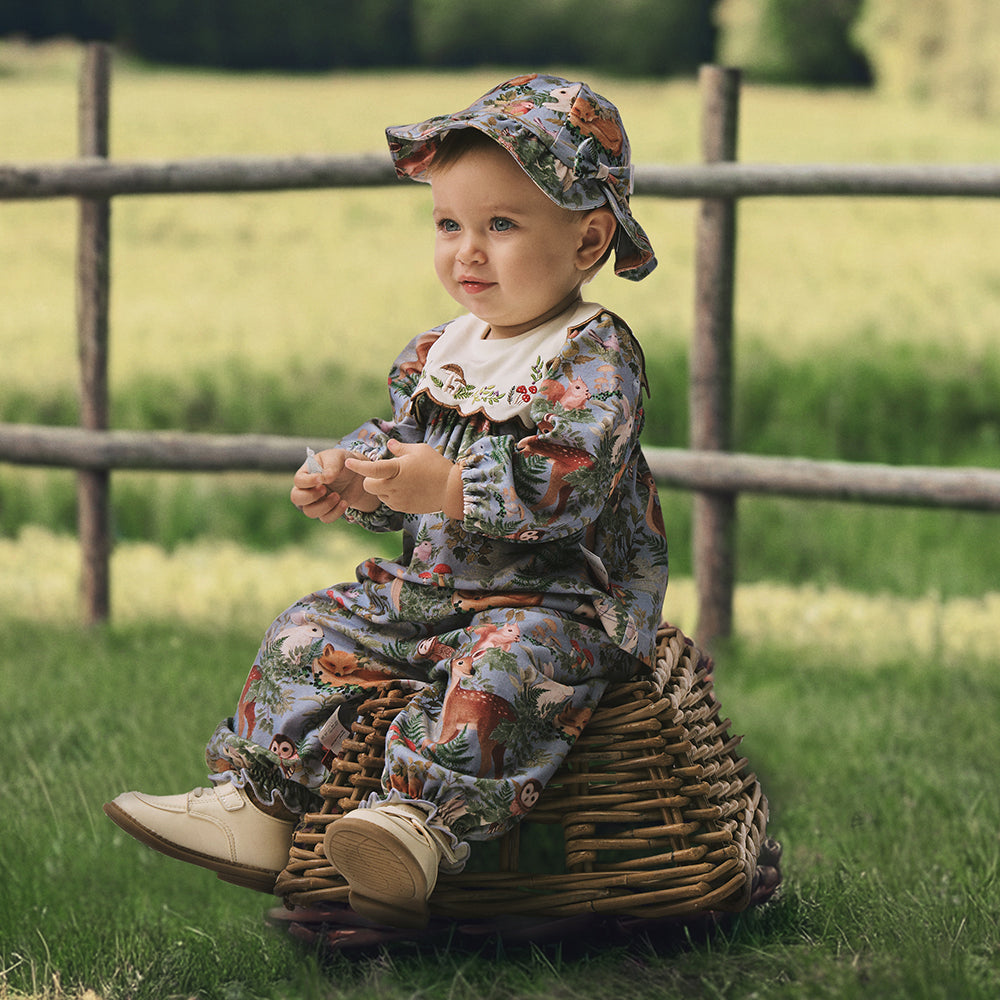 Whimsical Forest Baby Top with Peter Pan Collar
