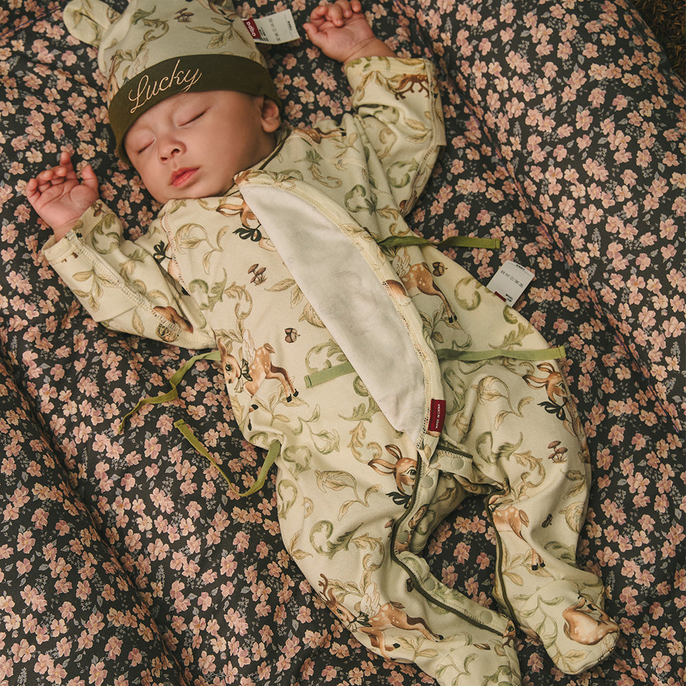 Lucky Deer Kimono Footed Onesie
