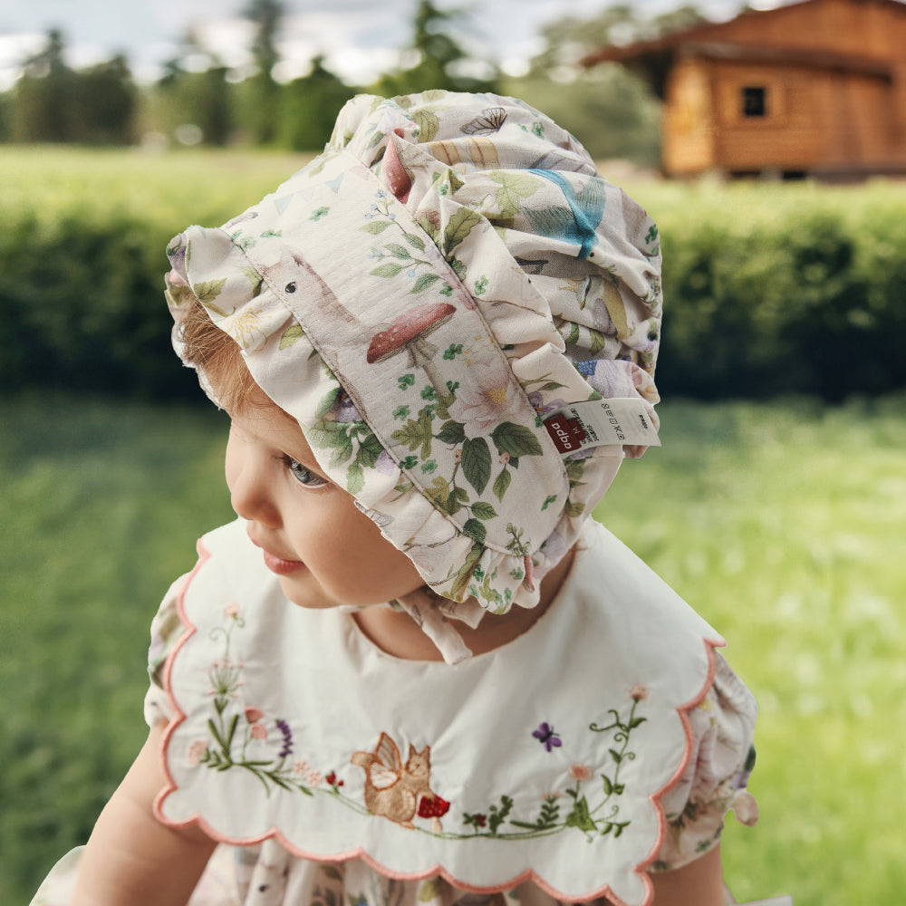 Baby Girl Bonnet – Floral Sun Hat with Ruffle Trim | 6–24M 🌼👒