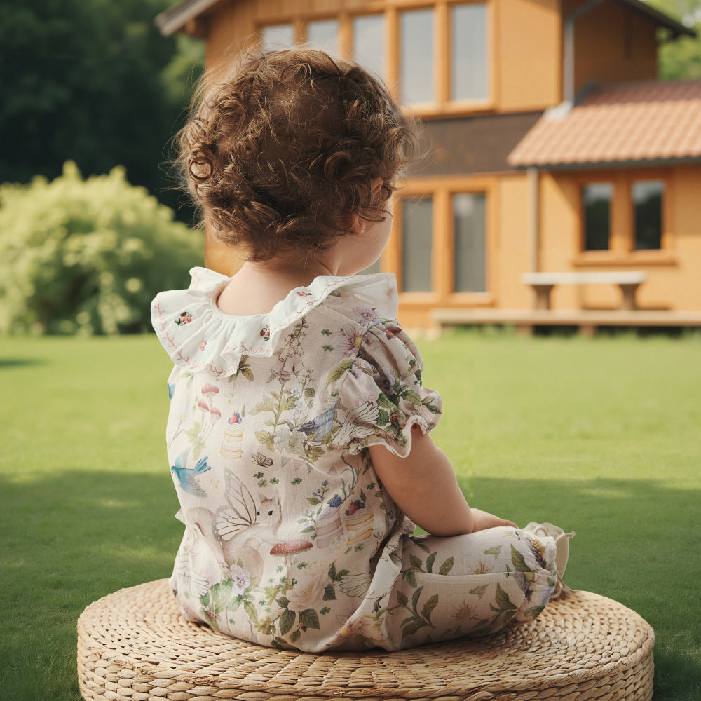 🌿 Fairy Garden Muslin Romper - Soft, Airy, Full of Whimsy 🌿
