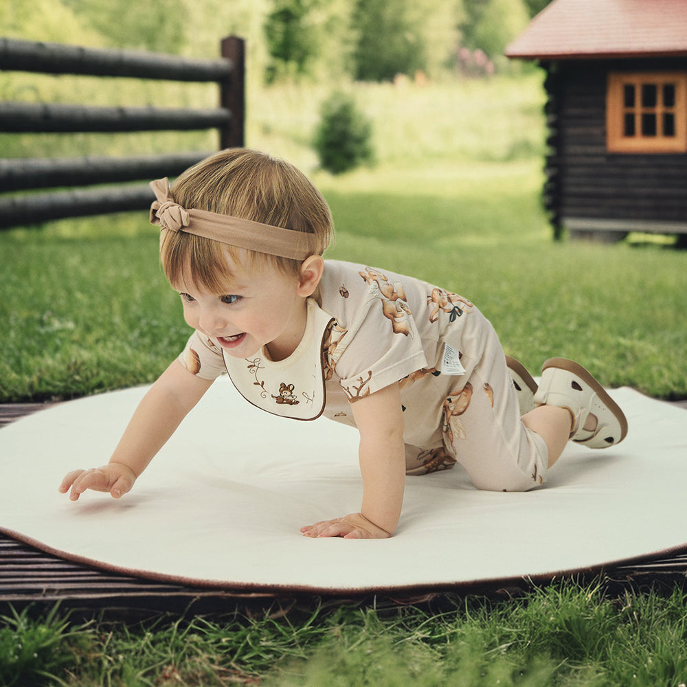 Bib Collar Deer Embroidery Short Sleeve Romper (3mths-2yrs)