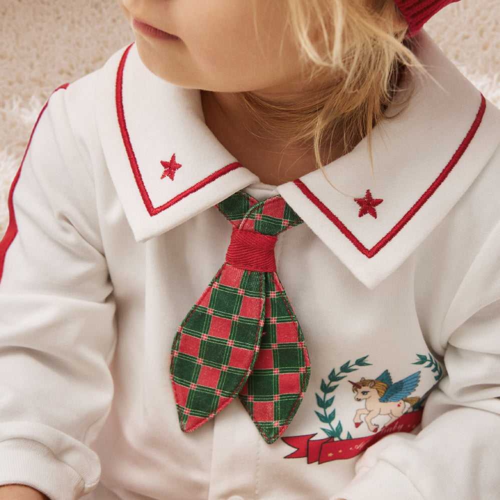 My First Christmas Baby Romper - Festive Santa Suit Style