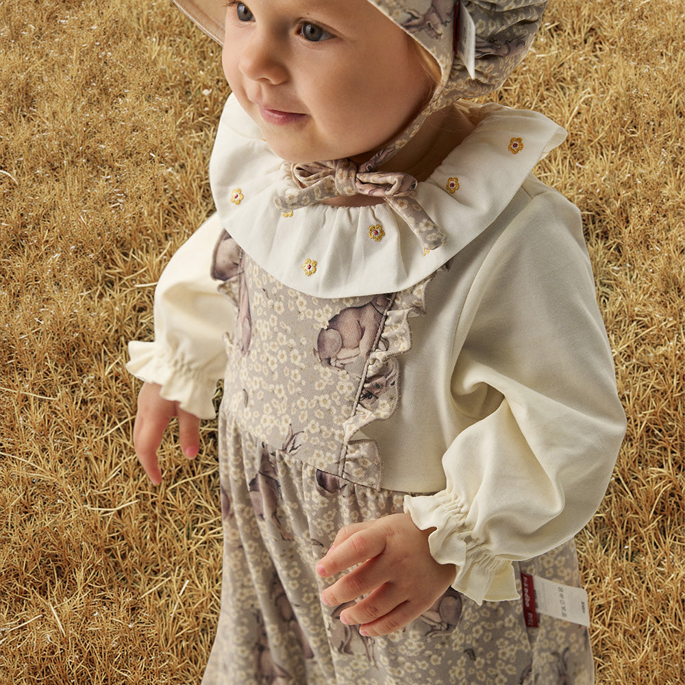 Organic Cotton Baby Romper with Layered Look | Soft Forest Print One-Piece for Spring (23°C–28°C)