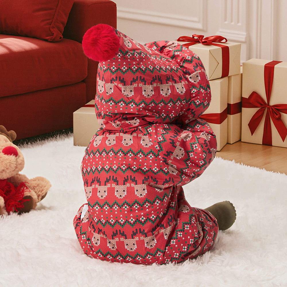 Cozy Fair Isle Baby Snowsuit | Warm Hooded Winter One-Piece for Holiday Season