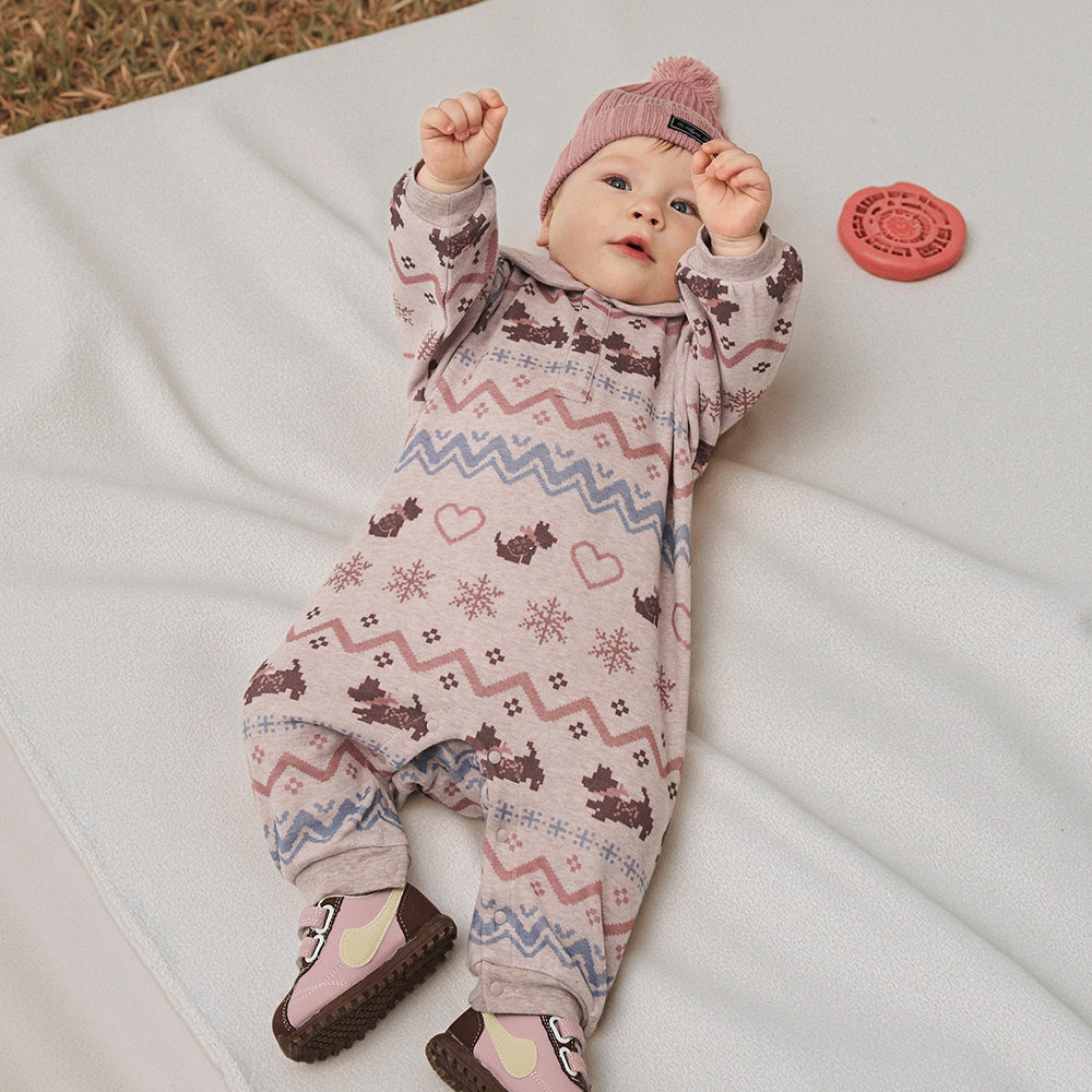 Fair Isle Pattern + Brushed Cotton Finish + Baby Romper